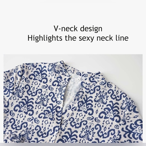 Elegant Blue and White Midi Dress 💎 - Picture 10 of 10